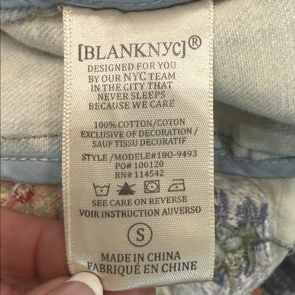 Blank NYC Light Blue Floral Embroidered Studded Jean Jacket. - Picture 9 of 9